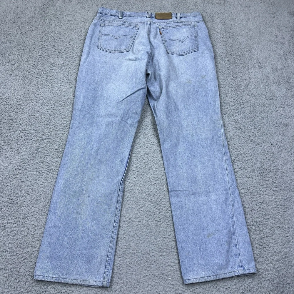 VTG Levi Strauss 619 Mens Light Blue Denim Jeans Straight Leg Orange‎ Tab 36x31